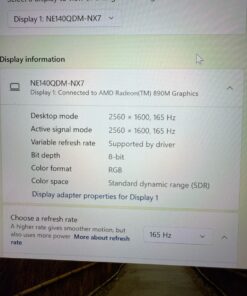 ASUS TUF Gaming A14 FA401WU kijelzőbeállítás 2560x1600 felbontás 165 Hz-en