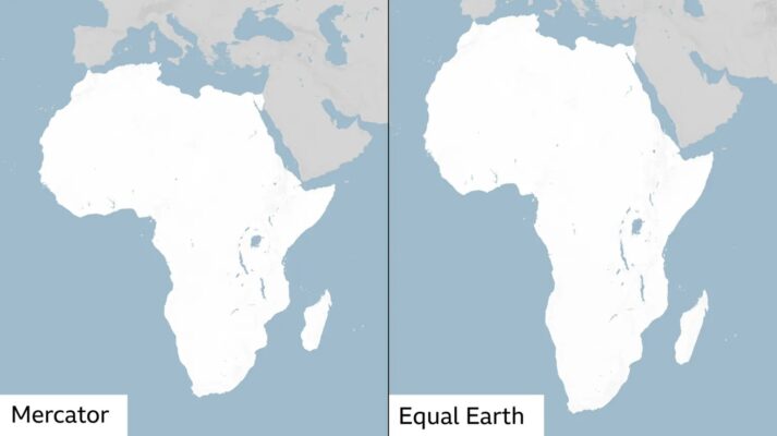 Az ENSZ új világtérképe: Afrika mérete a Mercator- és az Equal Earth-vetületen összehasonlítva