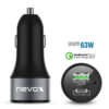 Nevox 63 W autós gyorstöltő – USB-C PD + USB-A Quick Charge 3.0